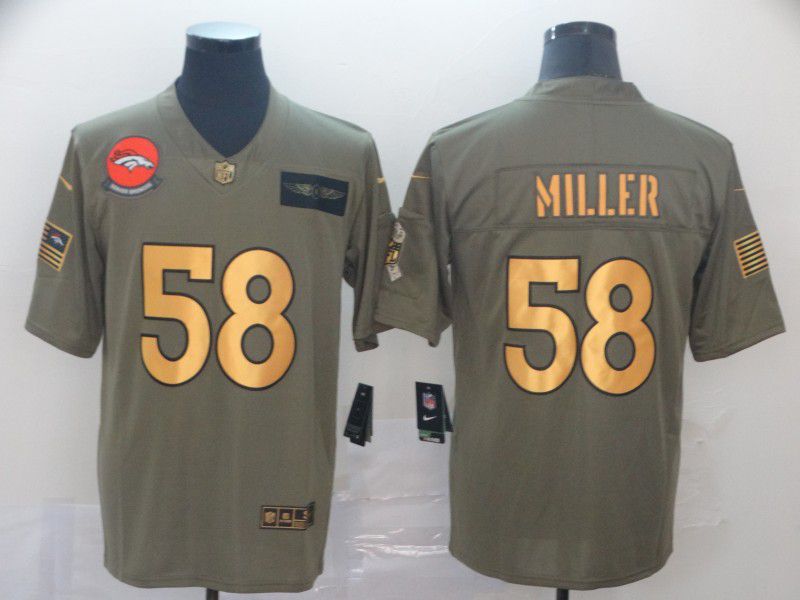Men Denver Broncos #58 Miller Gold Nike Olive Salute To Service Limited NFL Jersey->houston astros->MLB Jersey
